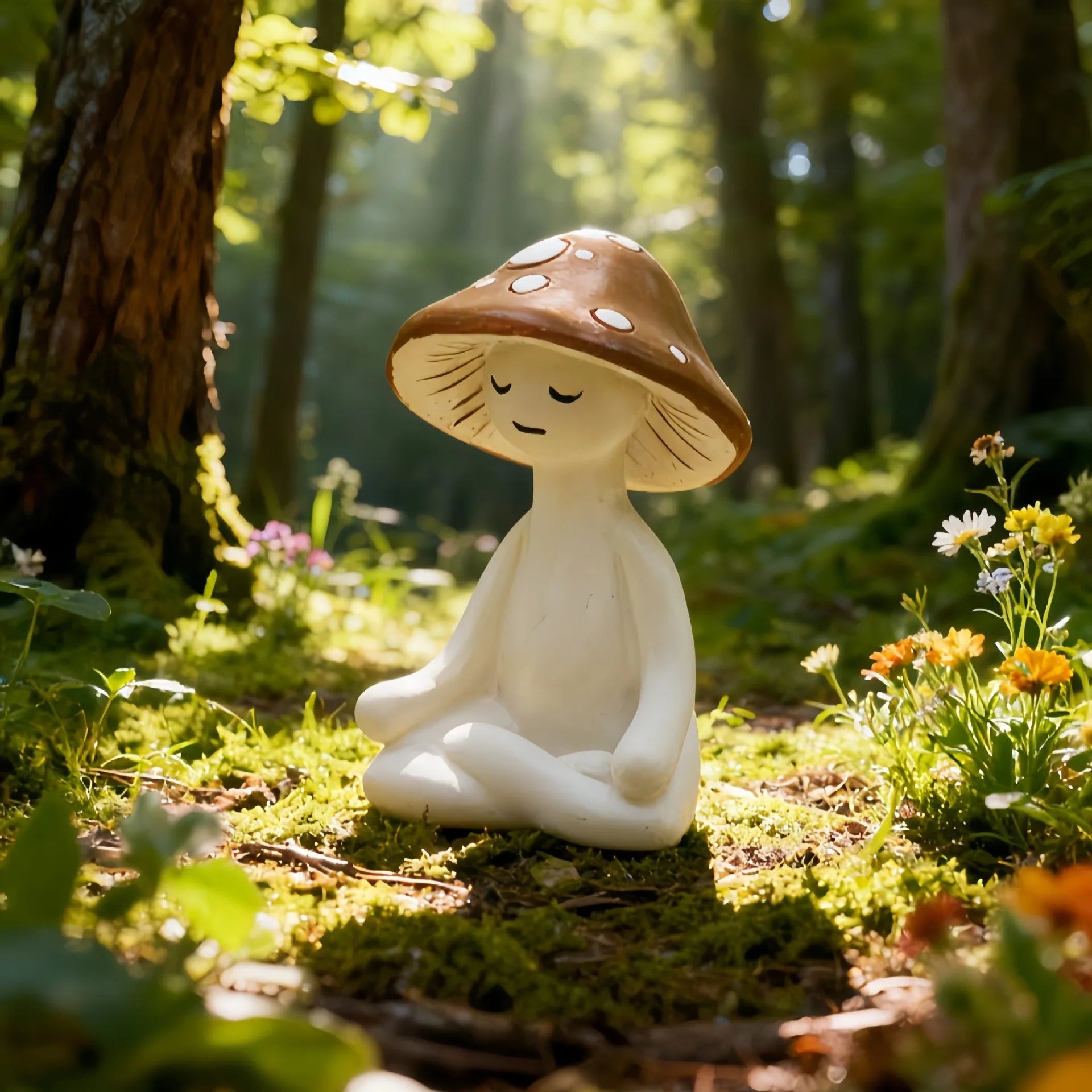 Meditation Mushroom Resin Ornament Living Room Balcony Garden Scene Decoration