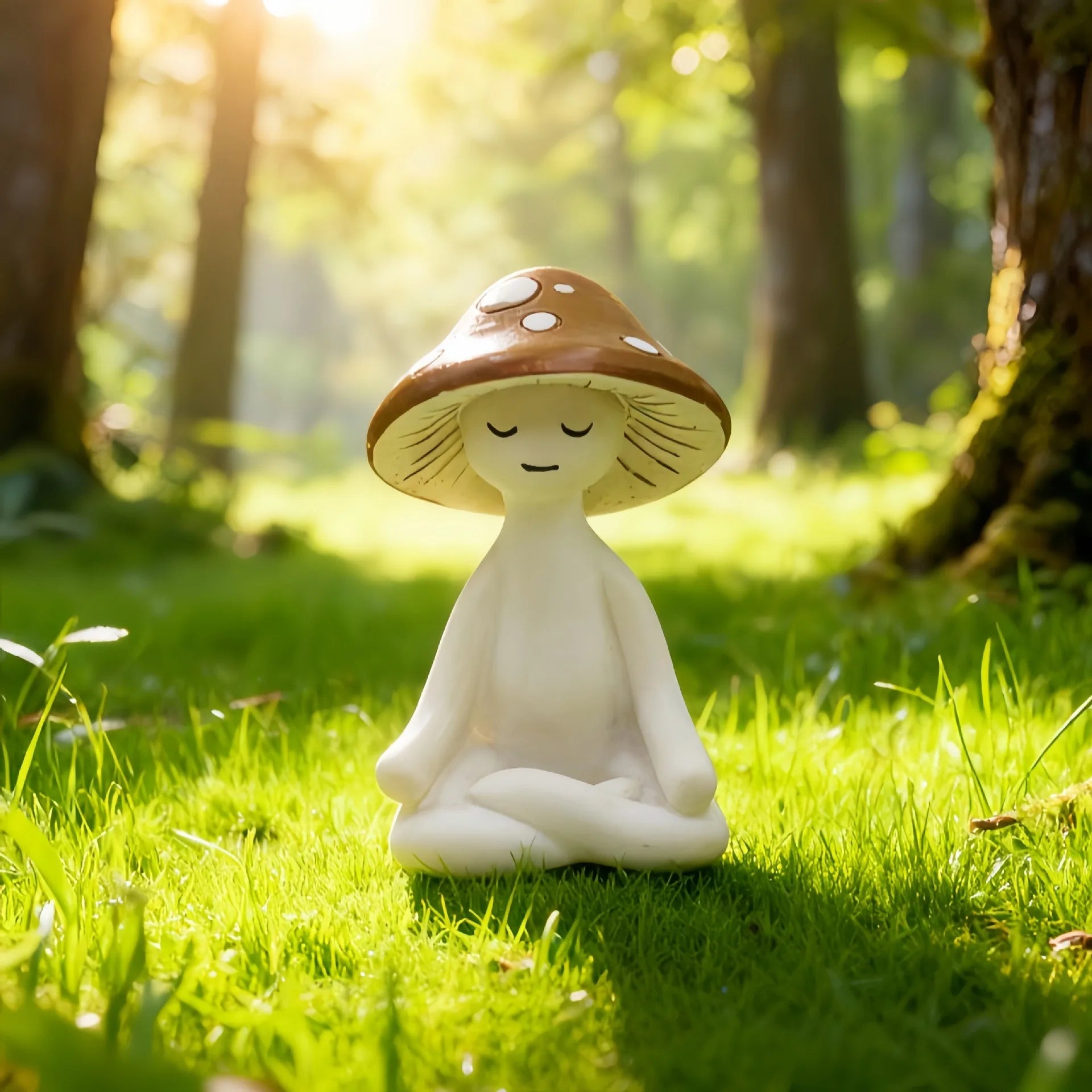 Meditation Mushroom Resin Ornament Living Room Balcony Garden Scene Decoration