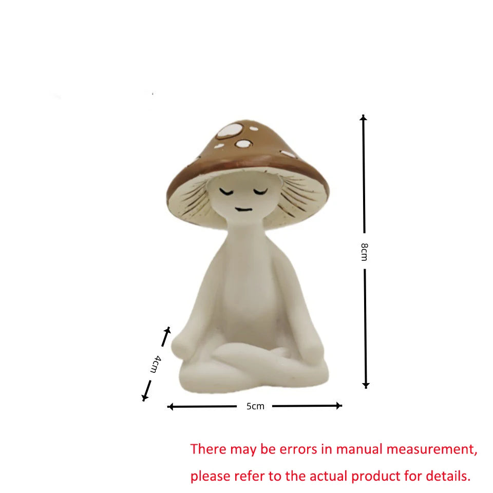 Meditation Mushroom Resin Ornament Living Room Balcony Garden Scene Decoration