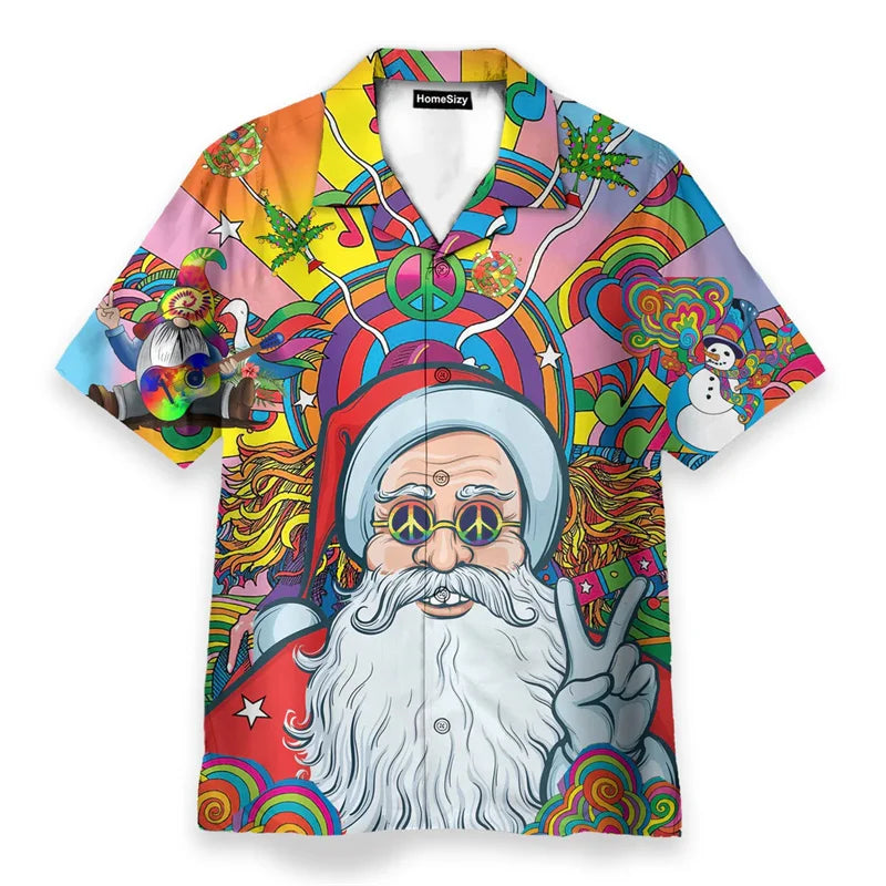 Hippie Logo Theme Summer Shirts Men Women Psychedelic Mushroom Personality Streetwear Button Shirts Hip Hop Fashion Blouse New