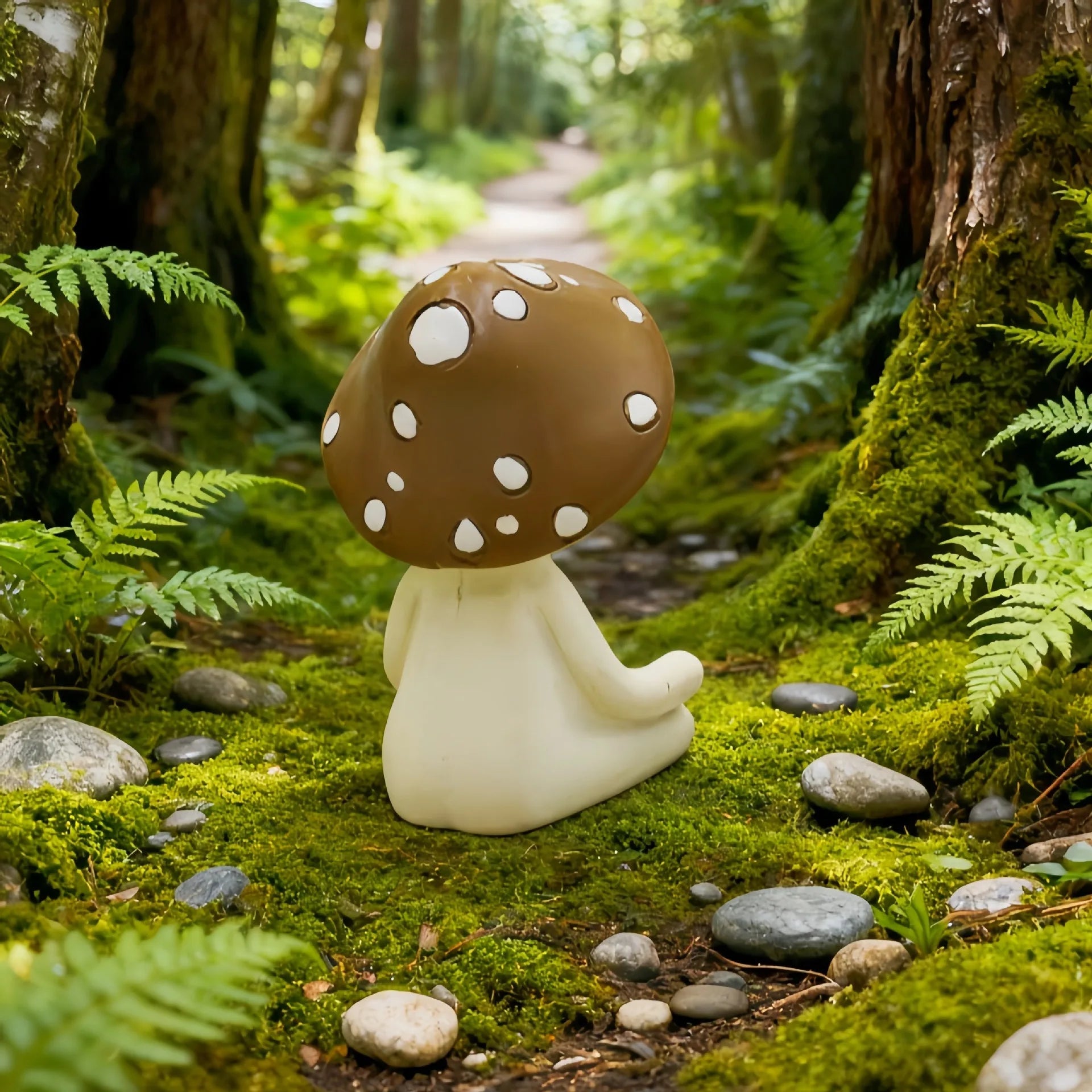 Meditation Mushroom Resin Ornament Living Room Balcony Garden Scene Decoration